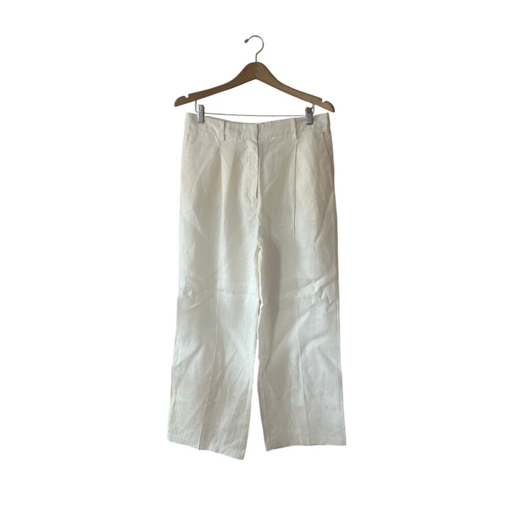 OAK + FORT Cream Linen Trouser Pants Size 12